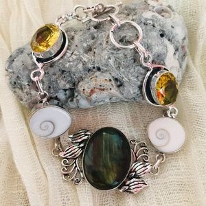 NEW Labradorite Shiva Eye Citrine 925  Bracelet